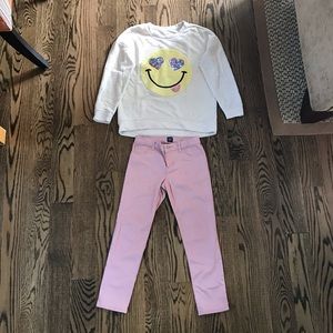 GAP Emoji Shirt with Pink Sparkly Jeans